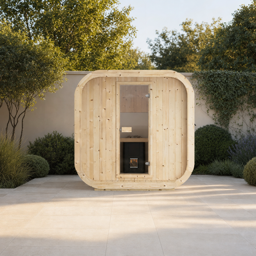 Cube Sauna Icon 200 S — 3–4 Person Spruce Garden Sauna, Standard-Width Design, 2m
