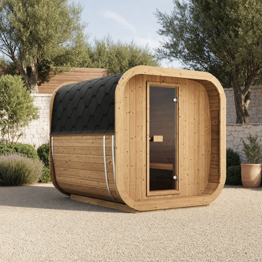 Cube Sauna Icon 200 S — 3–4 Person Thermowood Garden Sauna, Standard-Width Design, 2m