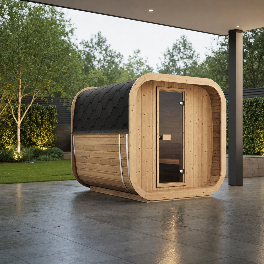 Cube Sauna Icon 200 S — 3–4 Person Thermowood Garden Sauna, Standard-Width Design, 2m
