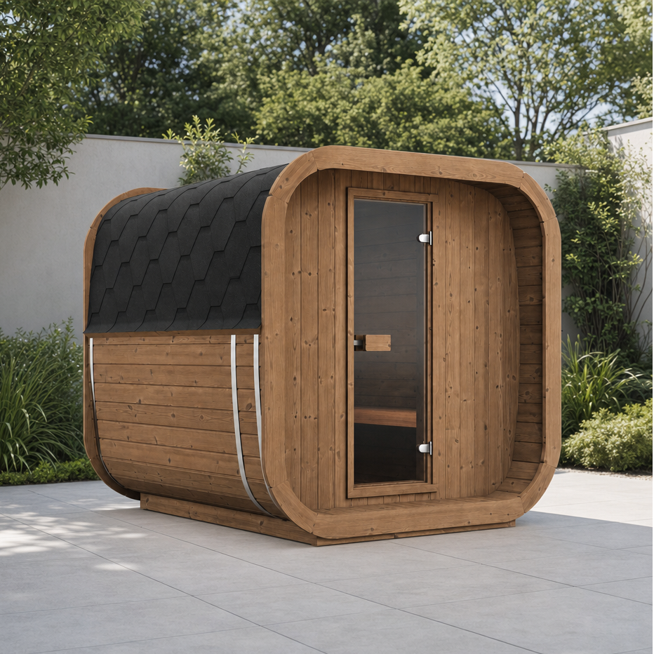 Cube Sauna Icon 220 XL — 3–4 Person Thermowood Garden Sauna, Extra-Wide Interior, 2.2m