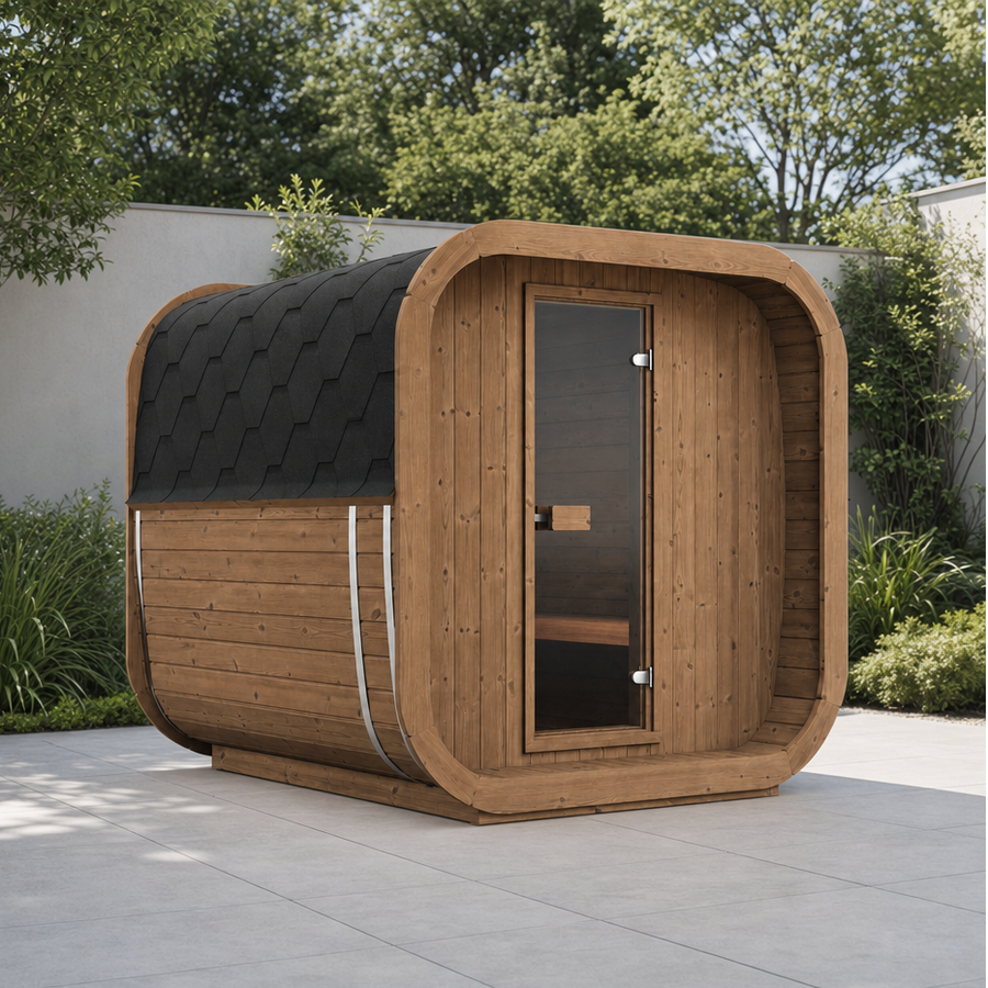 Cube Sauna Icon 220 XL — 3–4 Person Thermowood Garden Sauna, Extra-Wide Interior, 2.2m