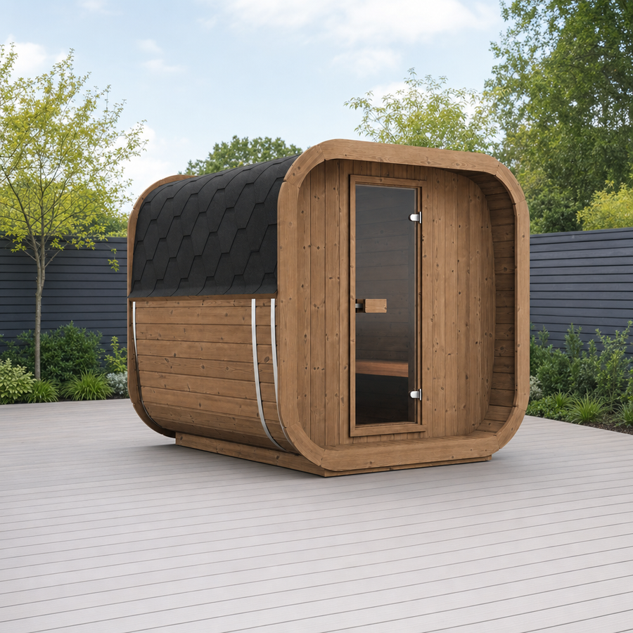 Cube Sauna Icon 220 XL — 3–4 Person Thermowood Garden Sauna, Extra-Wide Interior, 2.2m