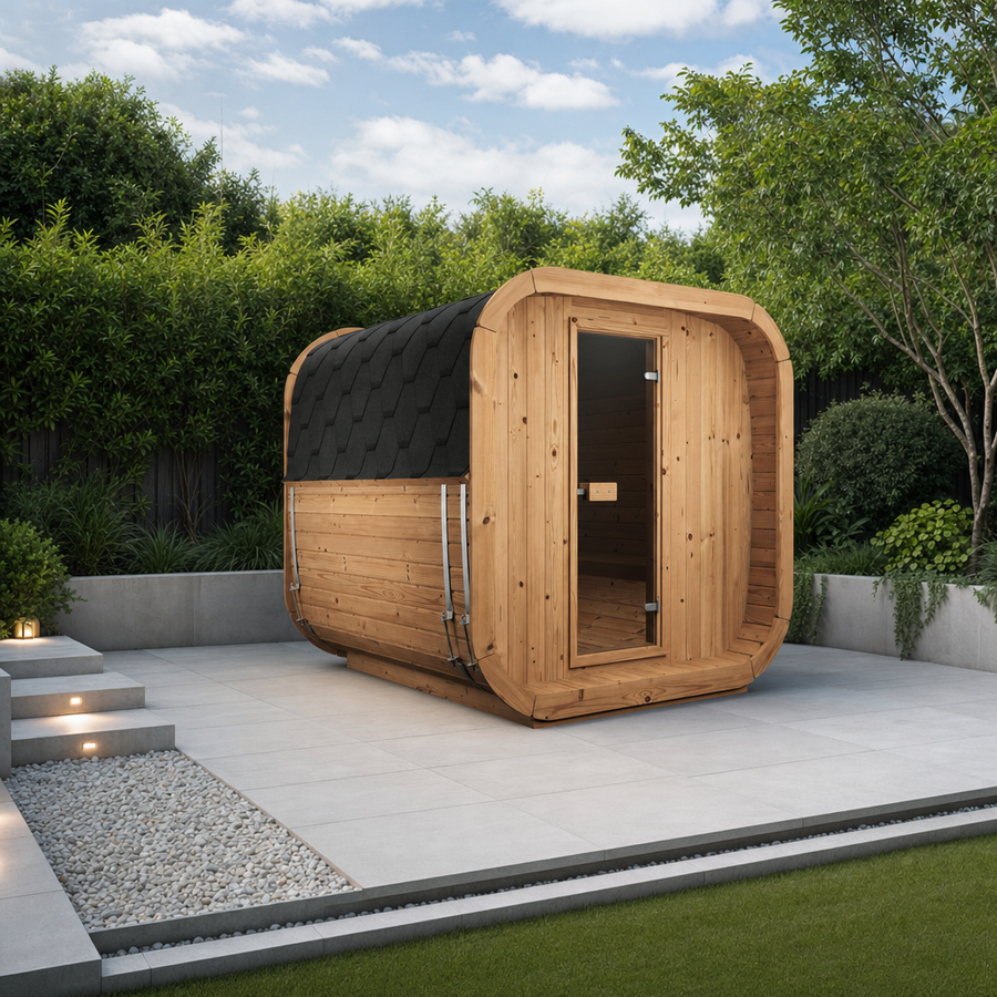 Cube Sauna Icon 250 S — 4–5 Person Thermowood Garden Sauna, Extended Standard-Width Interior, 2.5m