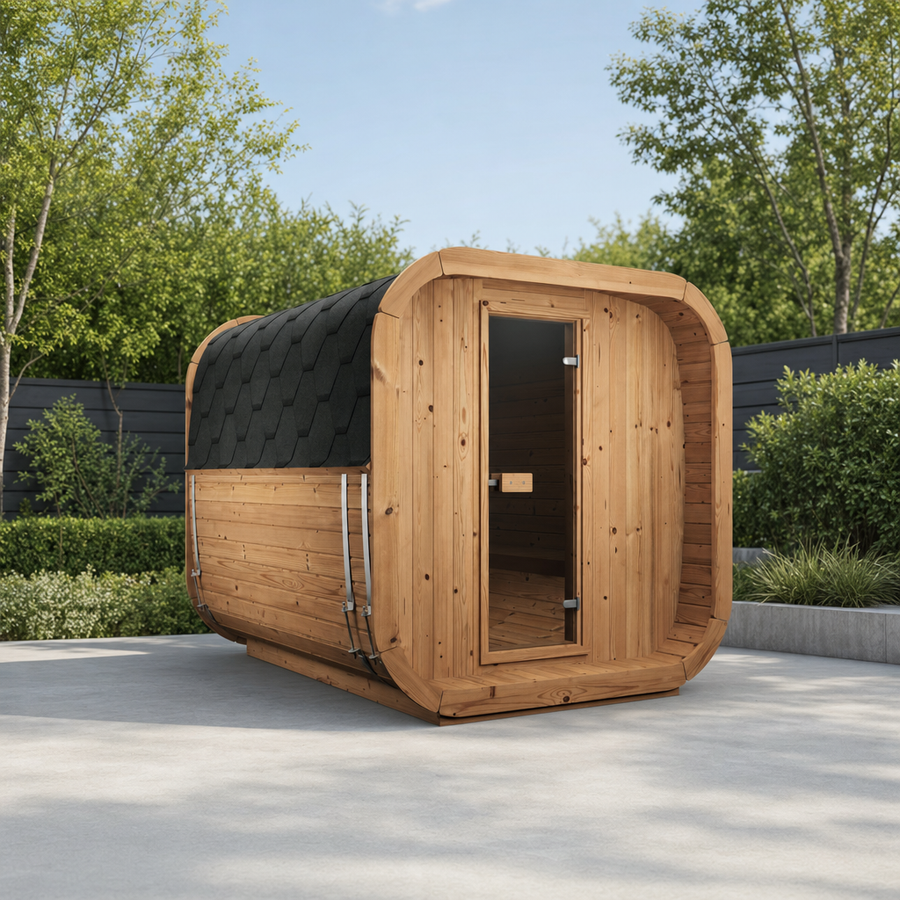 Cube Sauna Icon 250 S — 4–5 Person Thermowood Garden Sauna, Extended Standard-Width Interior, 2.5m