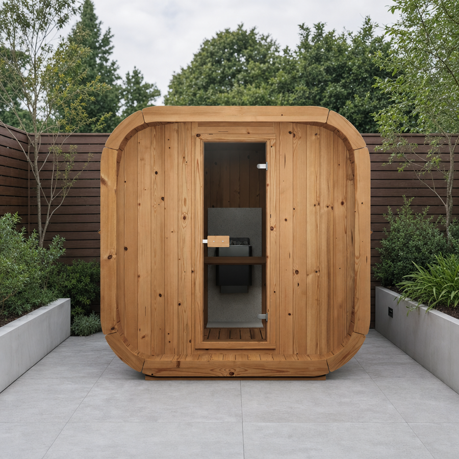 Cube Sauna Icon 250 S — 4–5 Person Thermowood Garden Sauna, Extended Standard-Width Interior, 2.5m