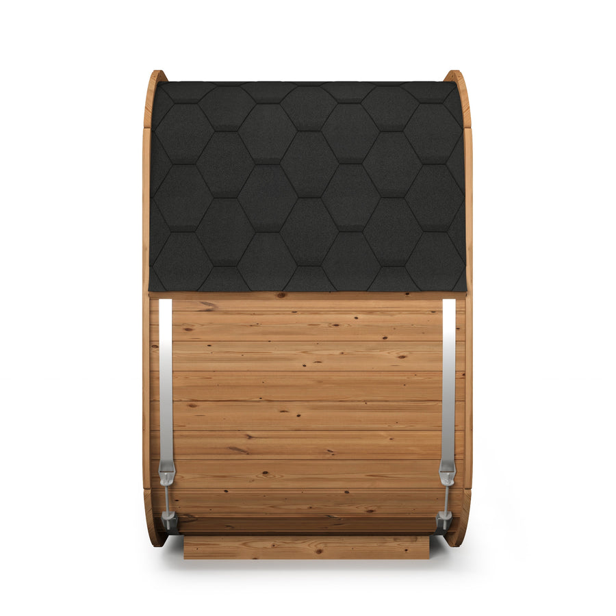 Cube Sauna Icon 125 — 1-2 Person Thermowood Sauna, Front Glass 1.25m — thermowood — side view 3