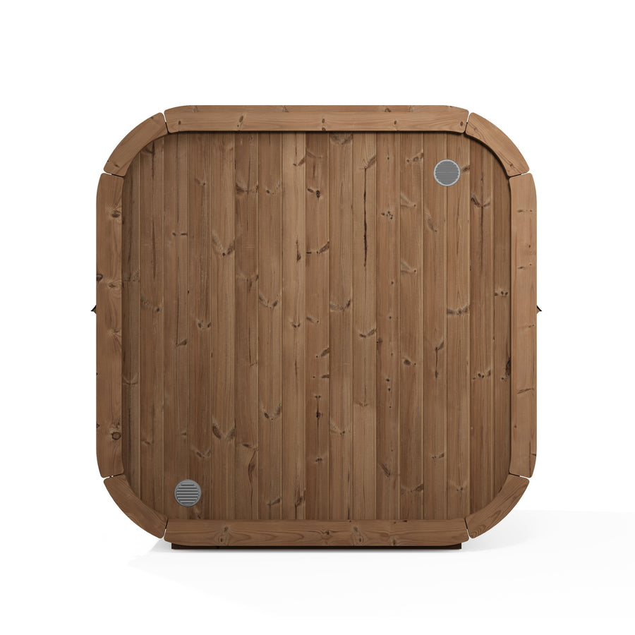 Cube Sauna Icon 160 — Thermowood Sauna for Couples, Front Glass 1.6m — thermowood — back view 1