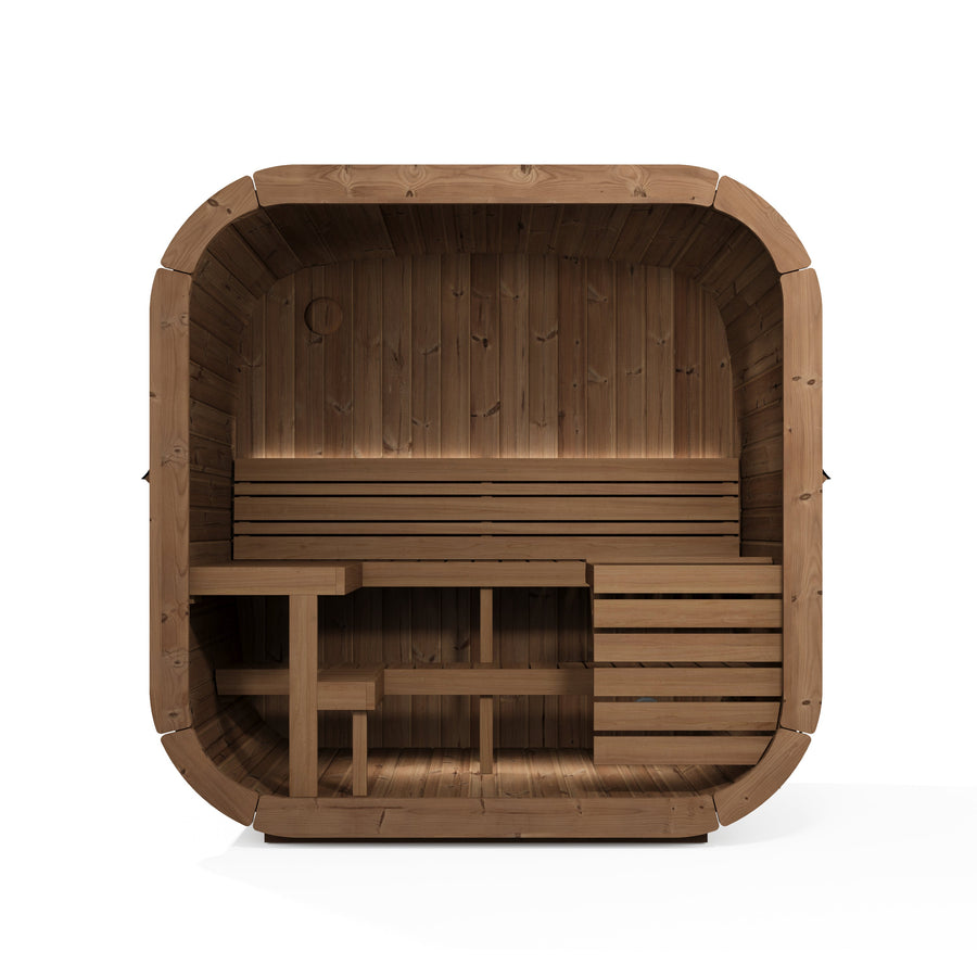 Cube Sauna Icon 160 — Thermowood Sauna for Couples, Front Glass 1.6m — thermowood — side view 3