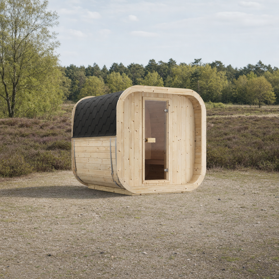 Cube Sauna Icon 200 S — Spruce Sauna for Group Use, 2m — spruce — lifestyle
