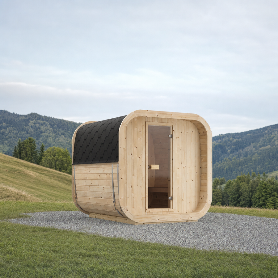 Cube Sauna Icon 200 S — Spruce Sauna for Group Use, 2m — spruce — lifestyle