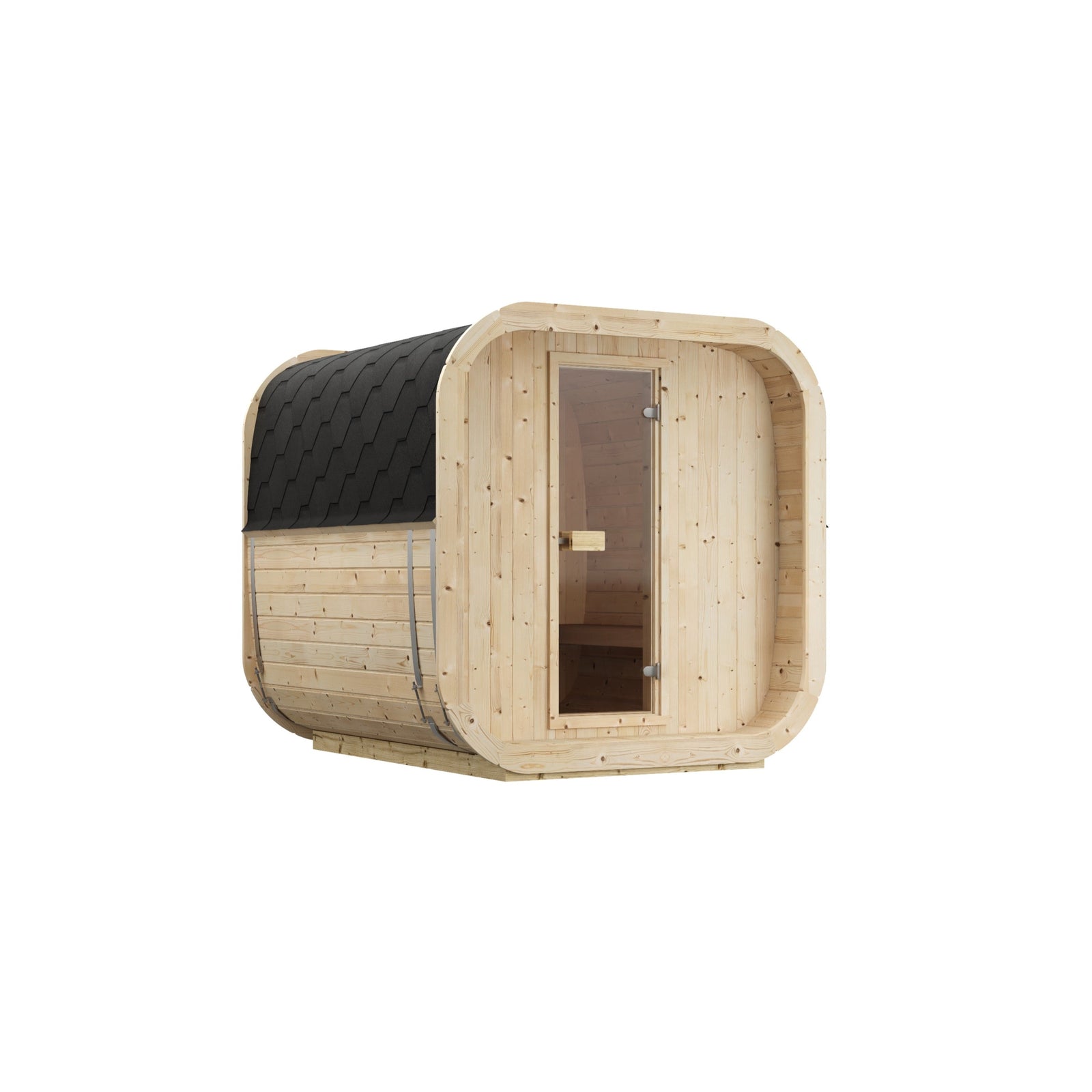 Cube Sauna Icon 200 S — Spruce Sauna for Group Use, 2m — spruce — angle view 1
