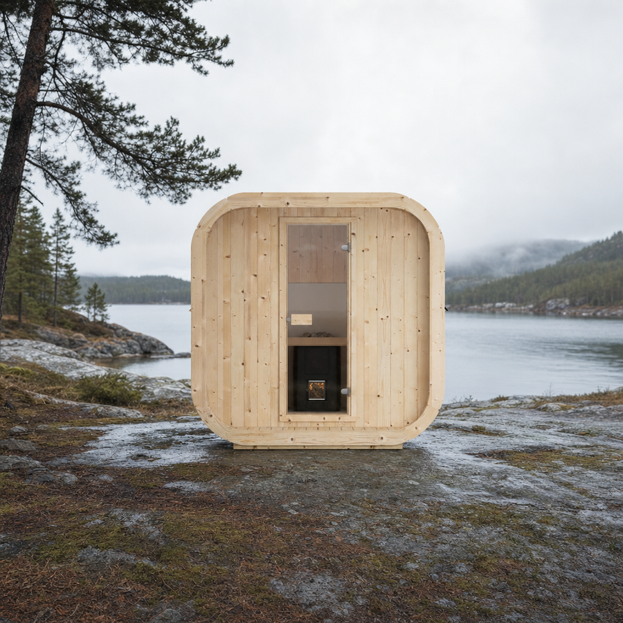 Cube Sauna Icon 200 S — Spruce Sauna for Group Use, 2m — spruce — lifestyle