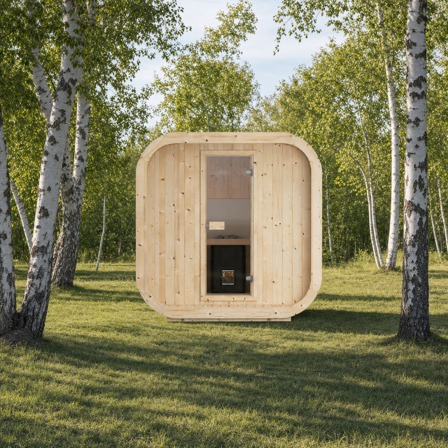 Cube Sauna Icon 200 S — Spruce Sauna for Group Use, 2m — spruce — lifestyle
