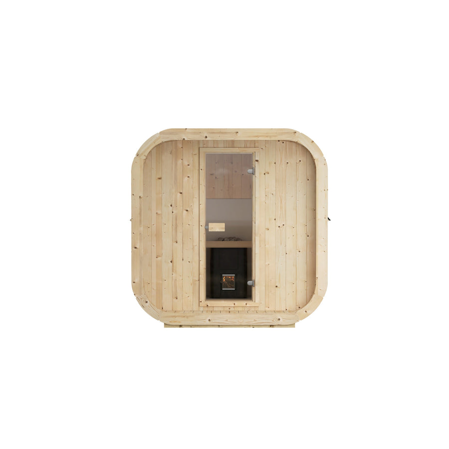 Cube Sauna Icon 200 S — Spruce Sauna for Group Use, 2m — spruce — front view 1