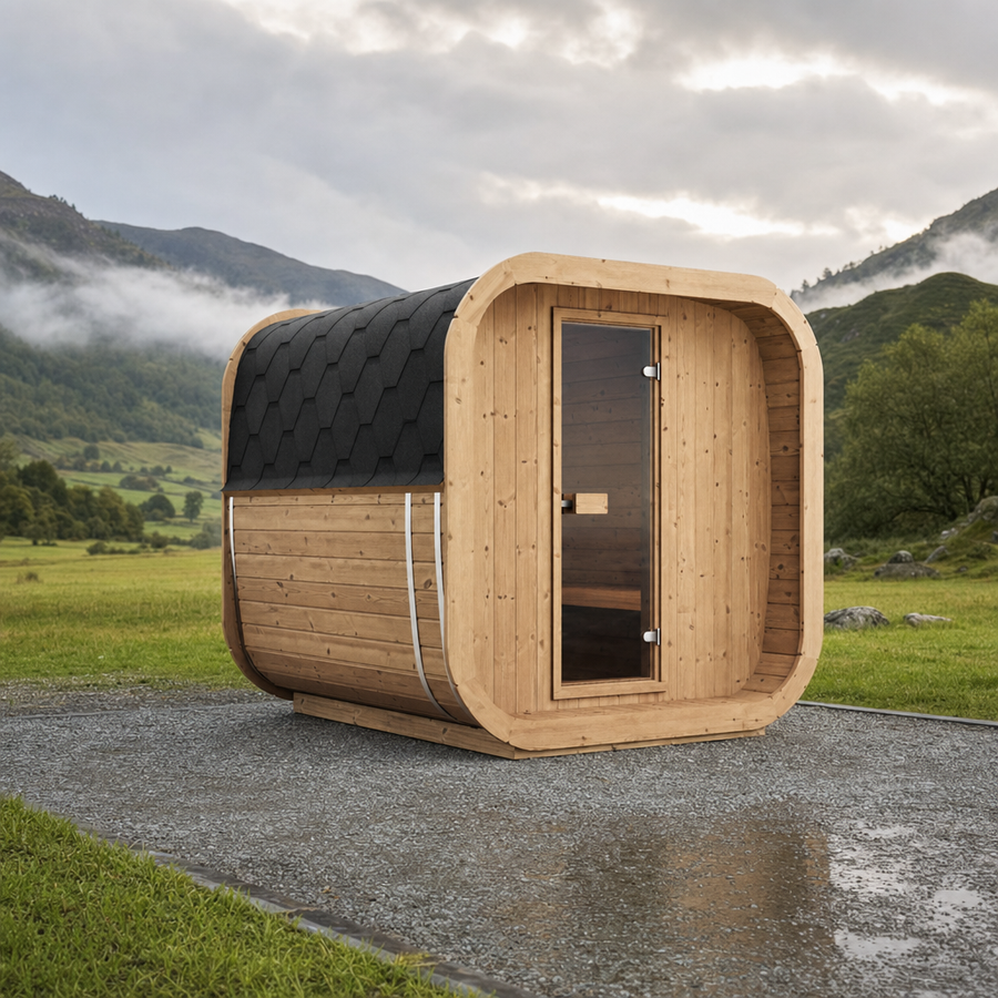 Cube Sauna Icon 200 S — Thermowood Sauna for Group Use, 2m — thermowood — lifestyle