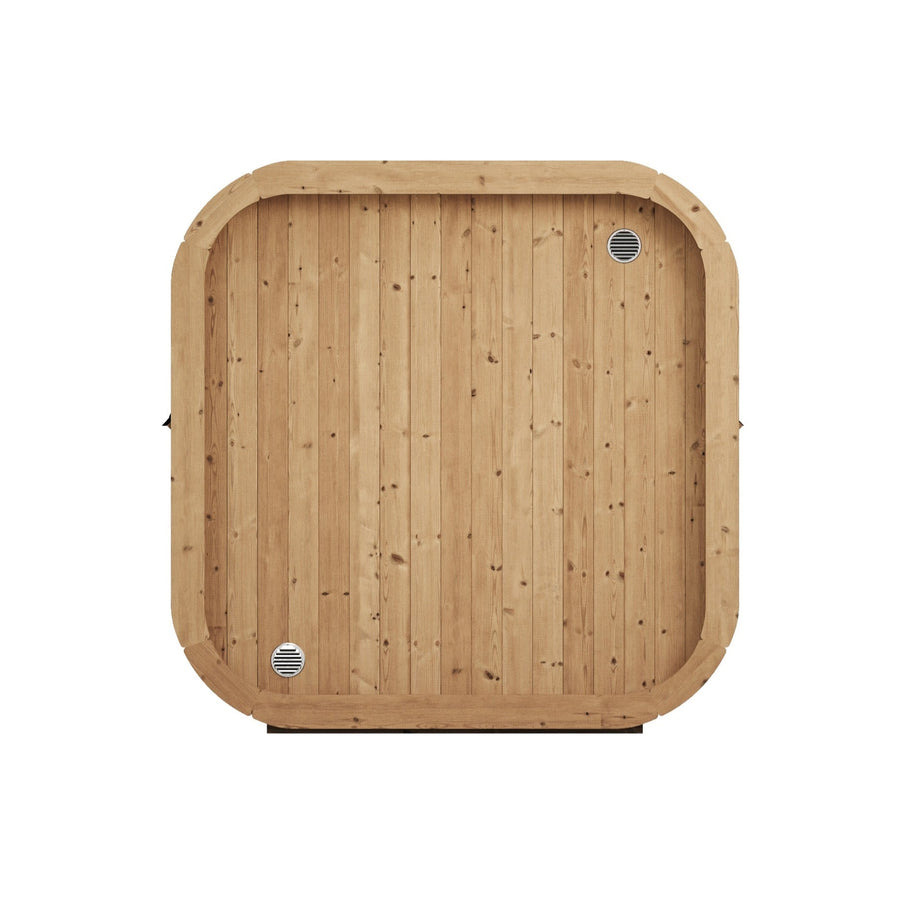 Cube Sauna Icon 200 S — Thermowood Sauna for Group Use, 2m — thermowood — back view 1