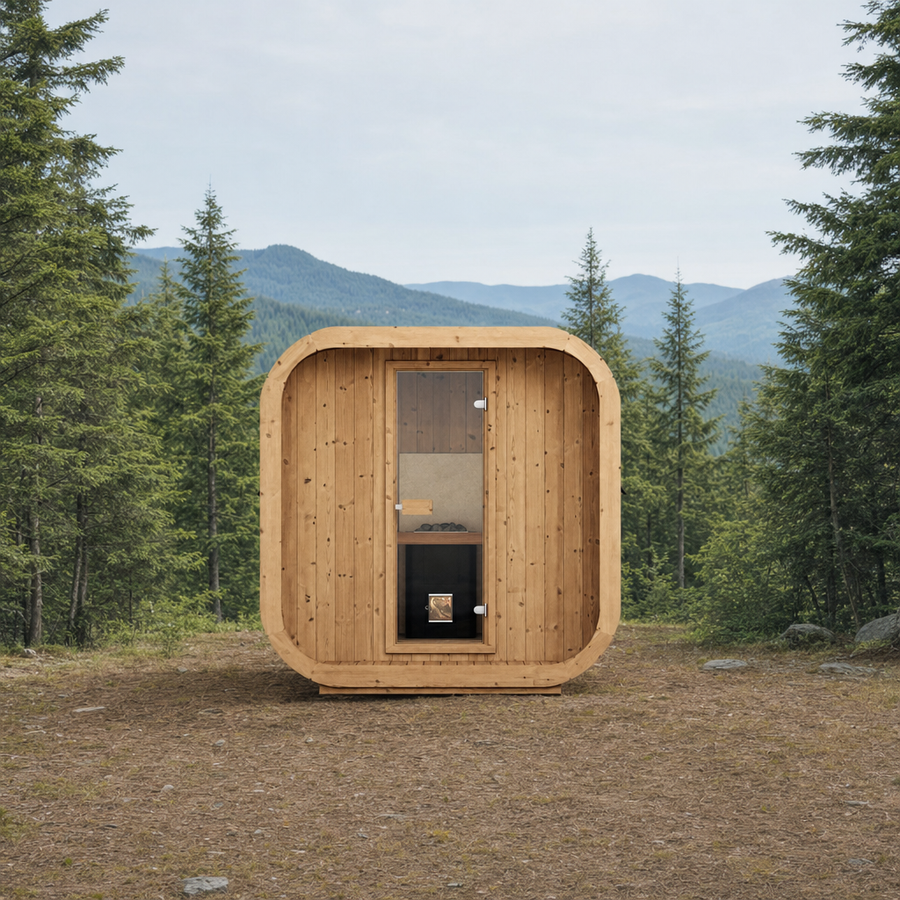 Cube Sauna Icon 200 S — Thermowood Sauna for Group Use, 2m — thermowood — lifestyle