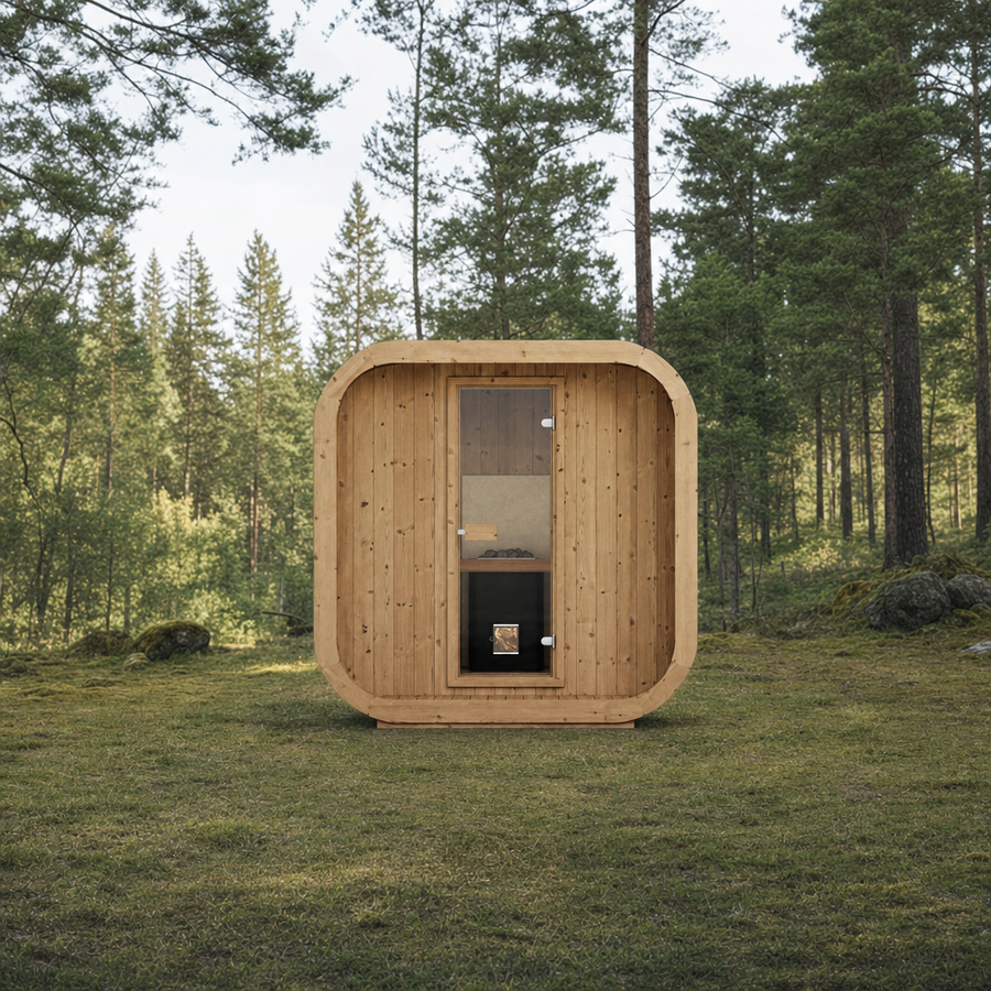 Cube Sauna Icon 200 S — Thermowood Sauna for Group Use, 2m — thermowood — lifestyle