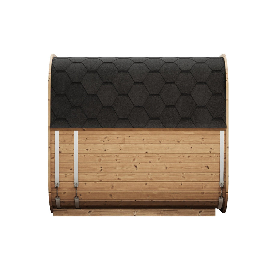 Cube Sauna Icon 200 S — Thermowood Sauna for Group Use, 2m — thermowood — side view 1