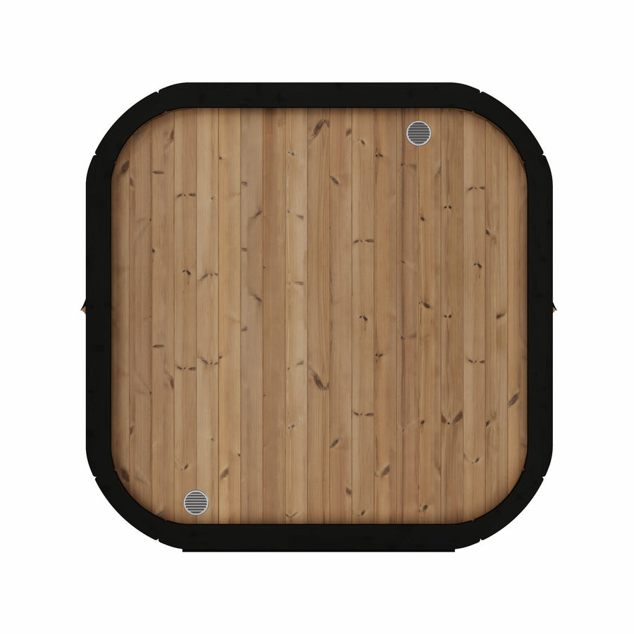 Cube Sauna Icon 220 XL — Full Front Glass Thermowood, Wider Body 2.2m — thermowood — front view 6