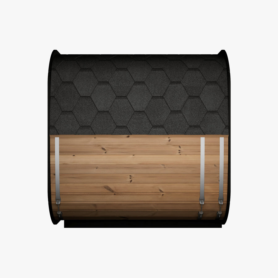 Cube Sauna Icon 220 XL — Full Front Glass Thermowood, Wider Body 2.2m — thermowood — front view 8