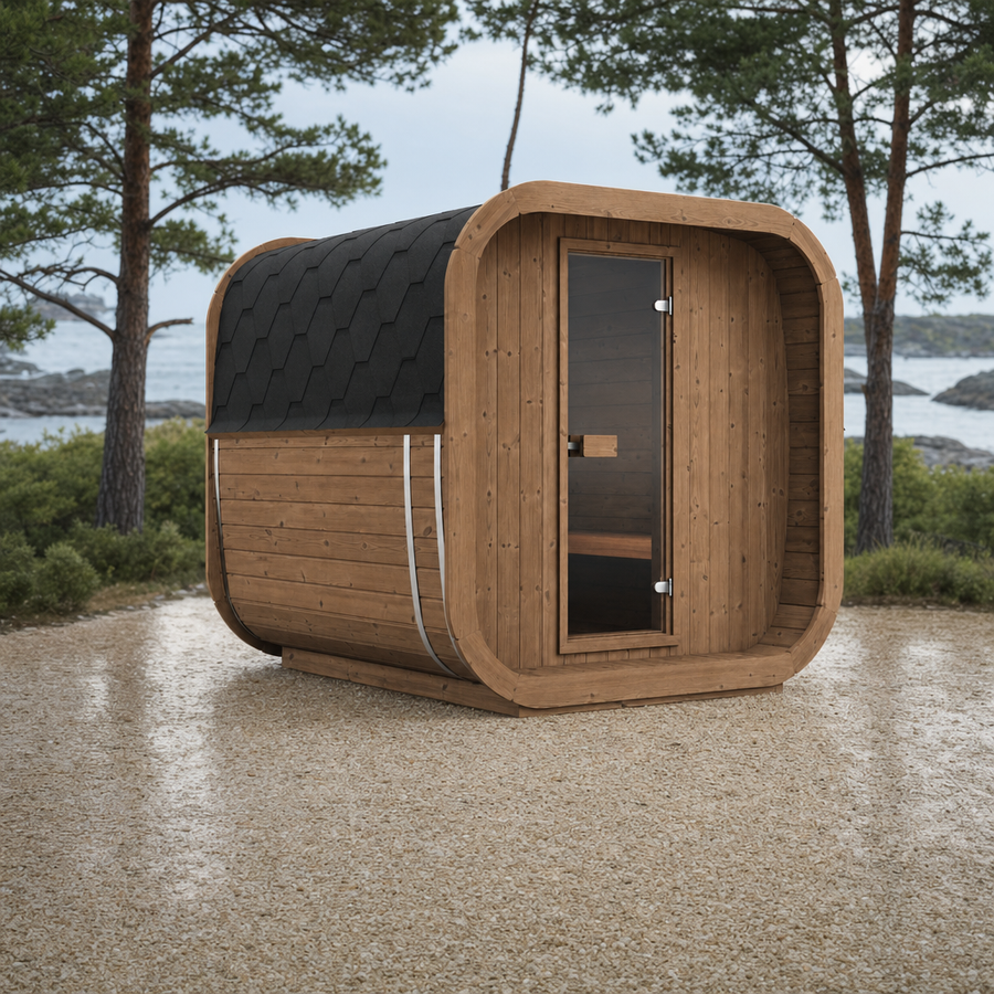 Cube Sauna Icon 220 XL — Wider Thermowood Sauna, Room to Move 2.2m — thermowood — lifestyle