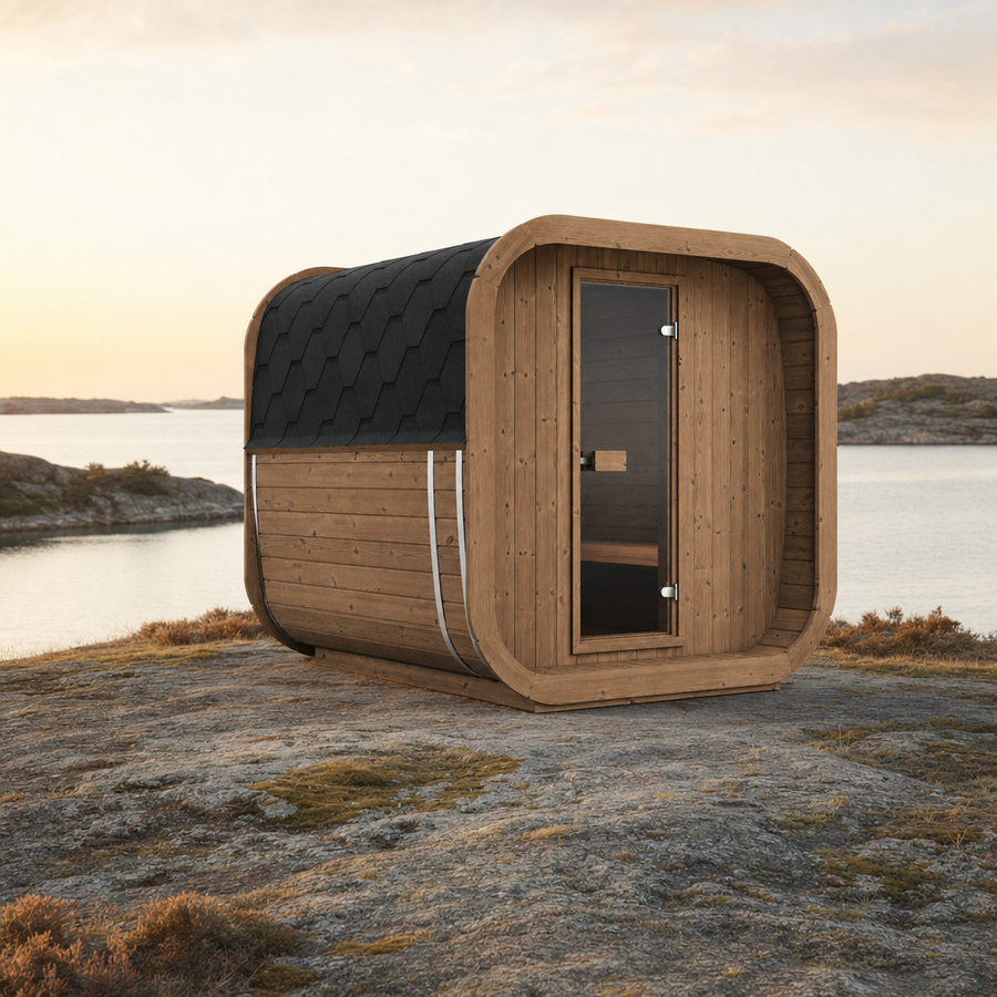 Cube Sauna Icon 220 XL — Wider Thermowood Sauna, Room to Move 2.2m — thermowood — lifestyle