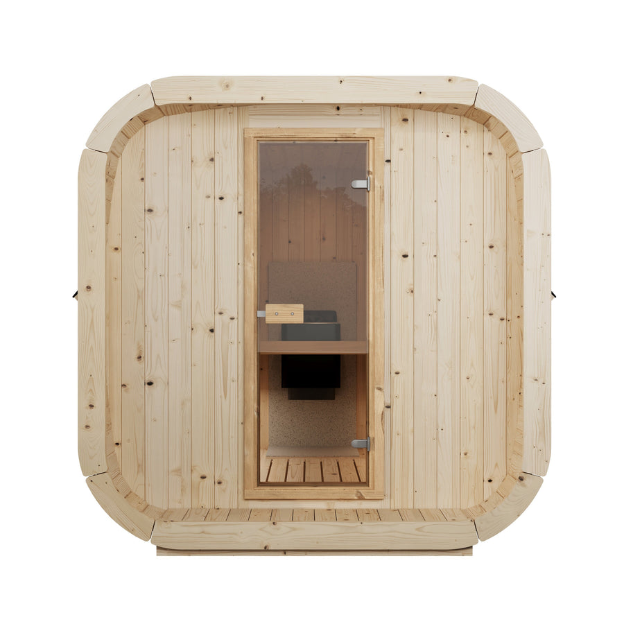 Cube Sauna Icon 250 S — Longest Standard Spruce Cube Sauna, 2.5m — spruce — front view 1