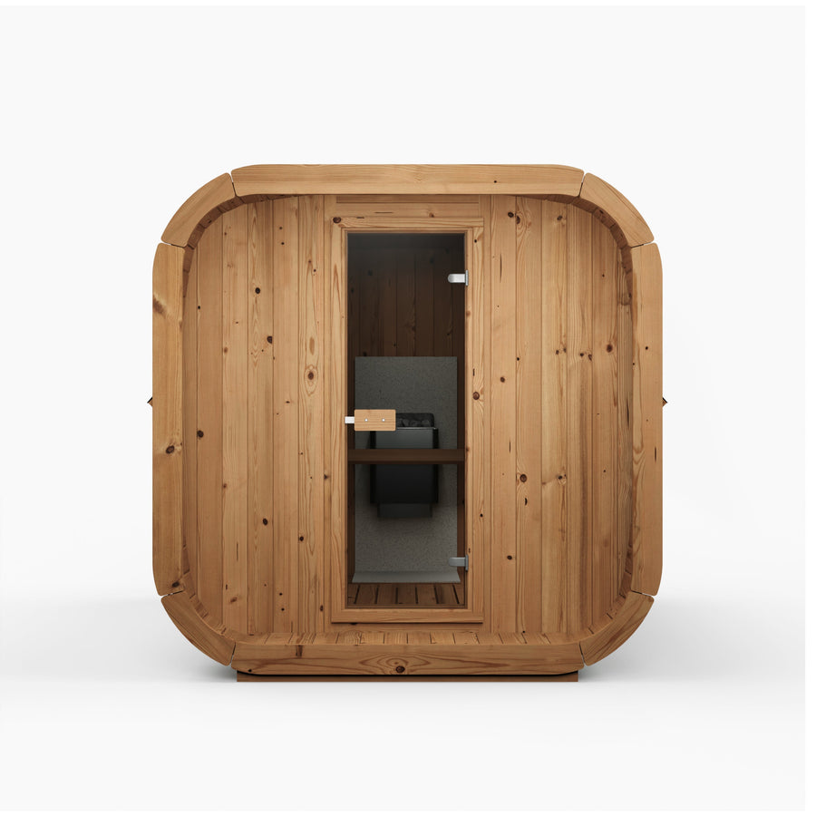 Cube Sauna Icon 250 S — Longest Standard Thermowood Cube, 2.5m — thermowood — front view 1