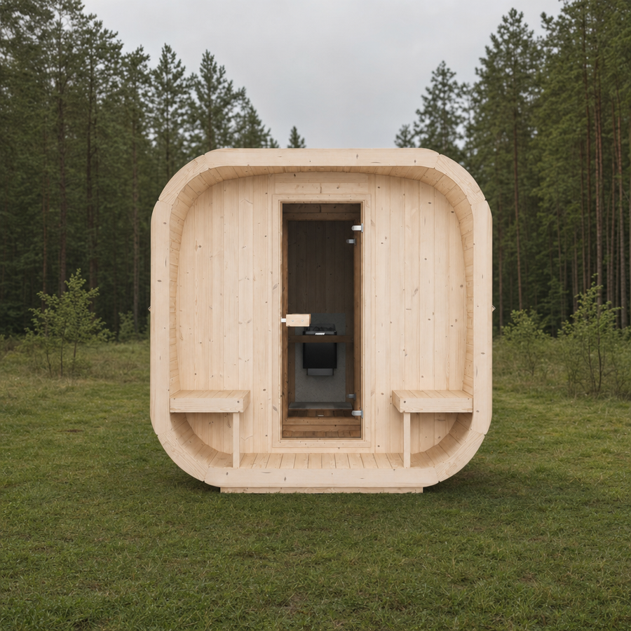 Cube Sauna Icon 385 XL — Largest Spruce Cube Sauna, 3.85m — spruce — lifestyle