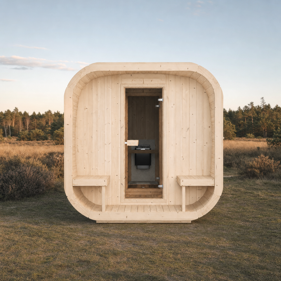 Cube Sauna Icon 385 XL — Largest Spruce Cube Sauna, 3.85m — spruce — lifestyle