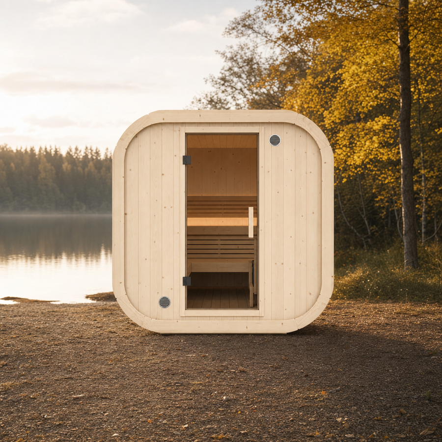 Cube Sauna Icon 385 XL — Largest Spruce Cube Sauna, 3.85m — spruce — lifestyle