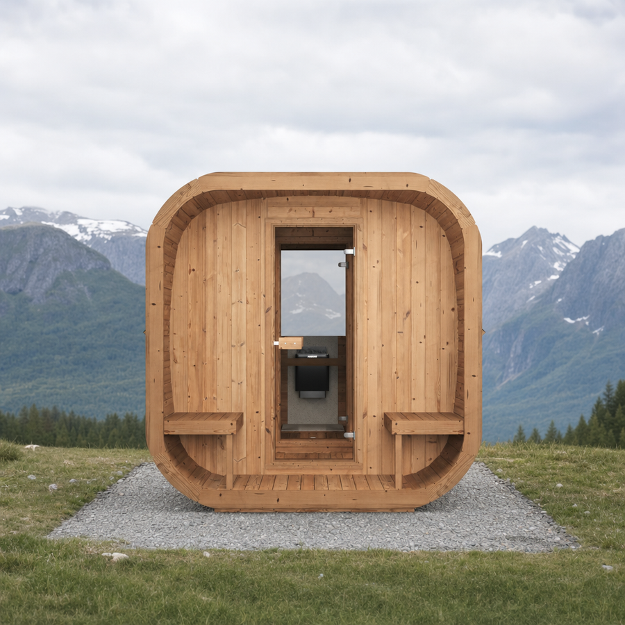 Cube Sauna Icon 385 XL — Largest Thermowood Cube Sauna, 3.85m — thermowood — lifestyle