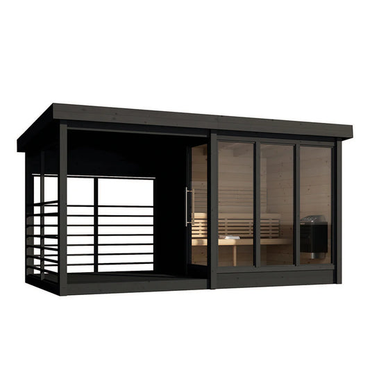 Fraser 210 Deluxe 2-4 Person Outdoor Sauna with Terrace product exterior view