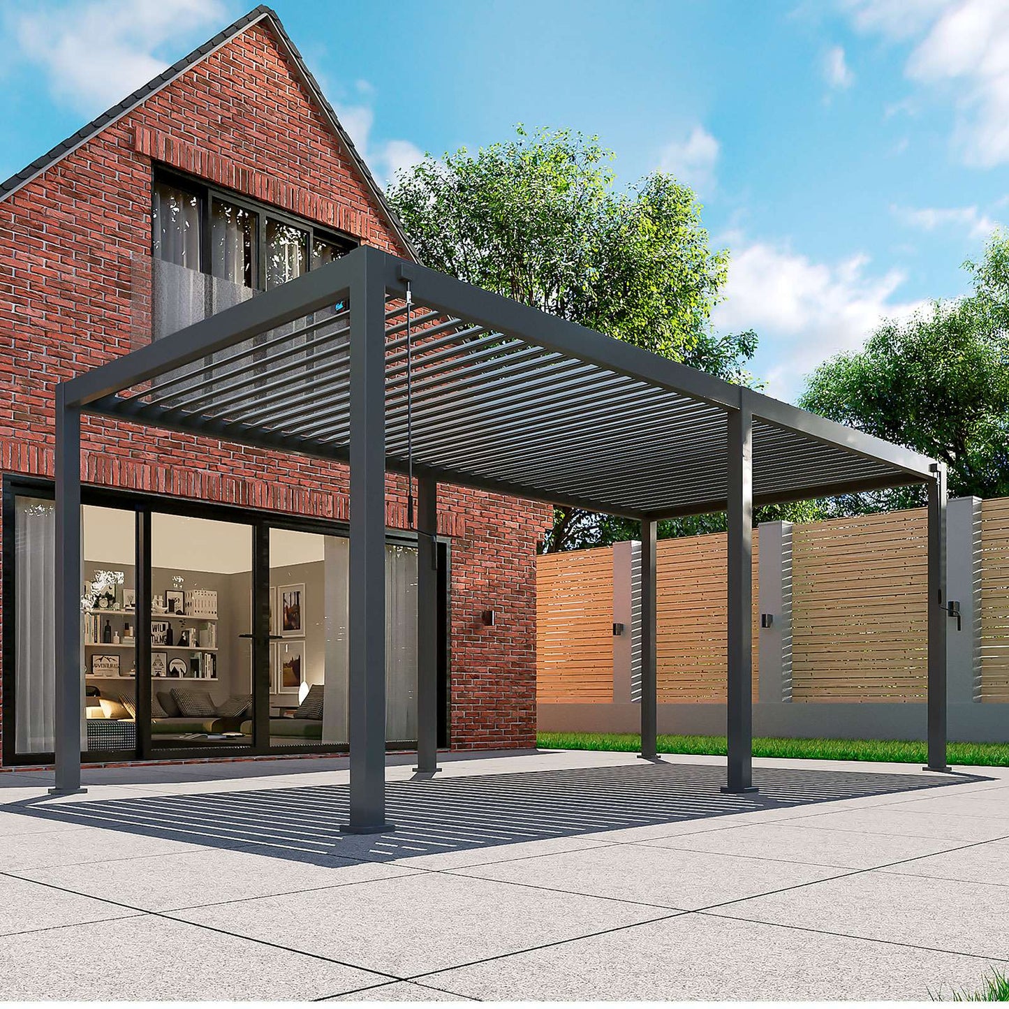Nova - Titan Aluminium Pergola - 8m x 3.6m Rectangular - Grey product exterior view