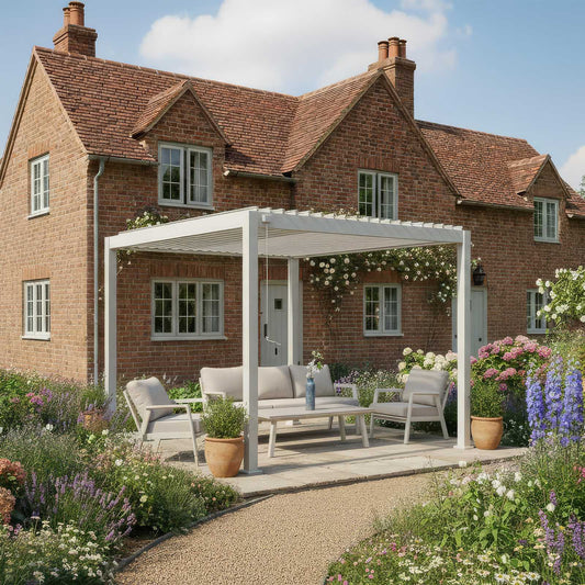 Nova Titan Aluminium Pergola - 4m x 3.6m Rectangular - Pebble