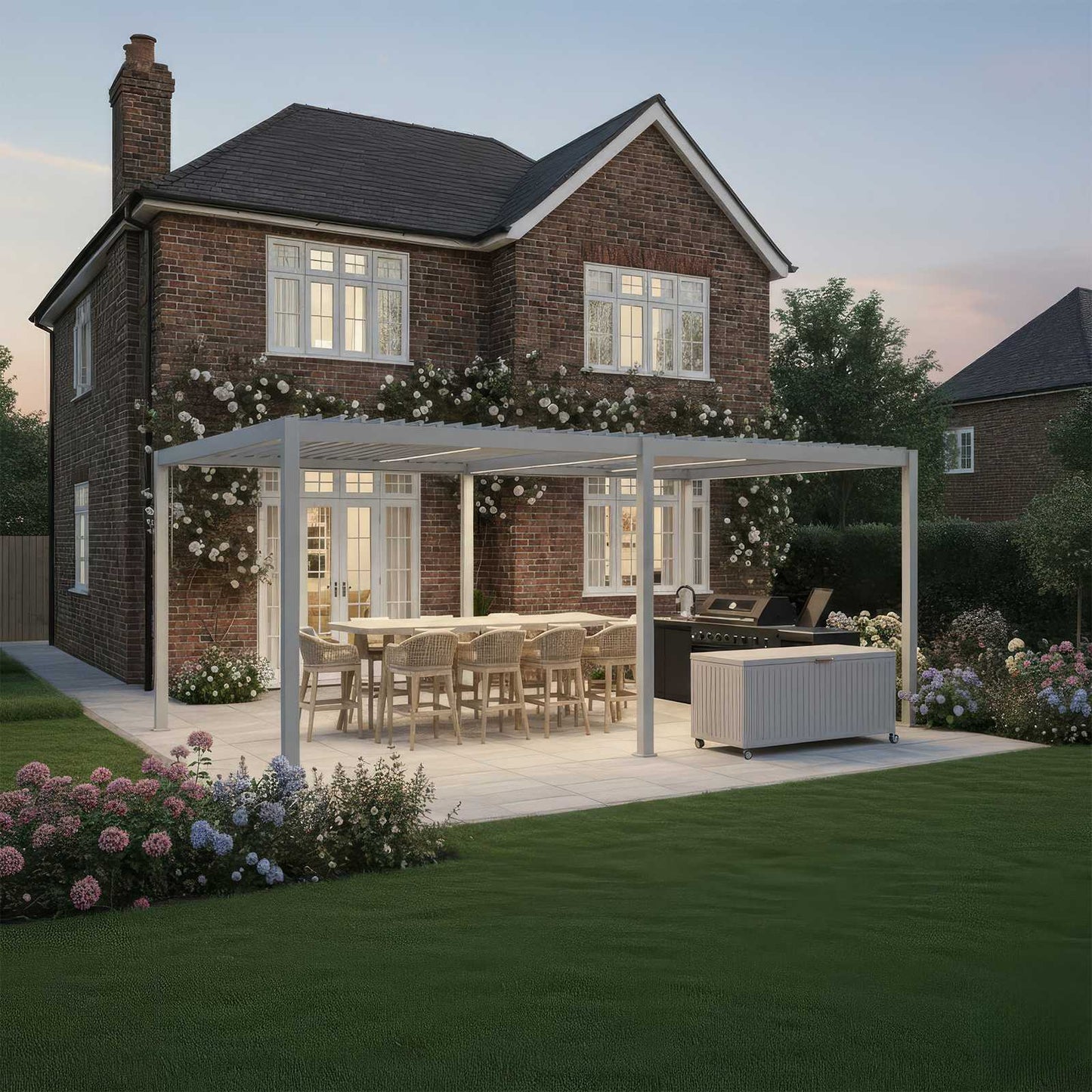 Nova Titan Aluminium Pergola - 4m x 3.6m Rectangular - Pebble