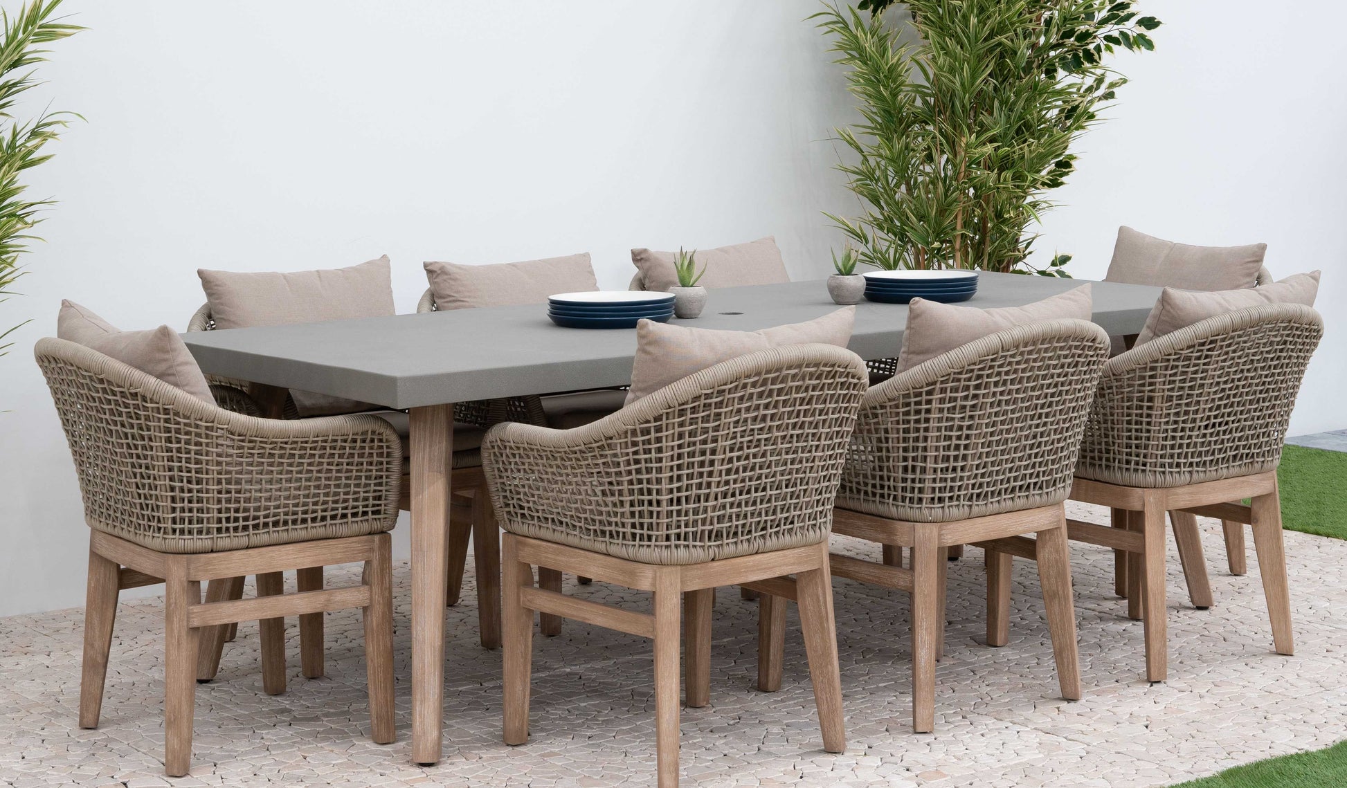 nova summer 8 seat dining set 2 4m x 1 0m rectangular table beige product exterior view