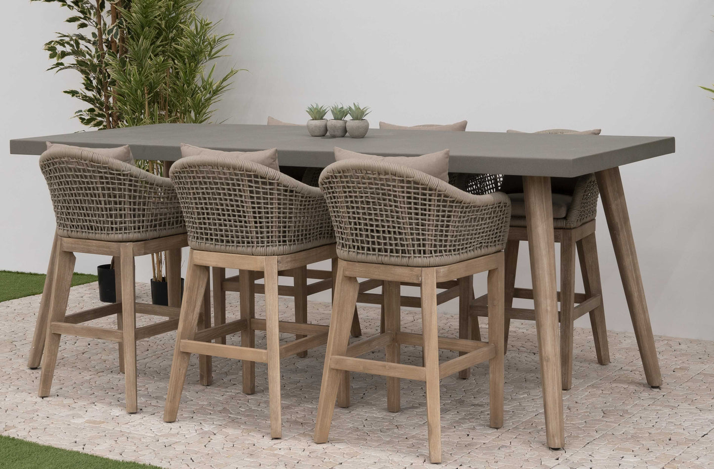 nova summer 8 seat high dining set 2 4m x 1 0m rectangular table beige product exterior view — view 2