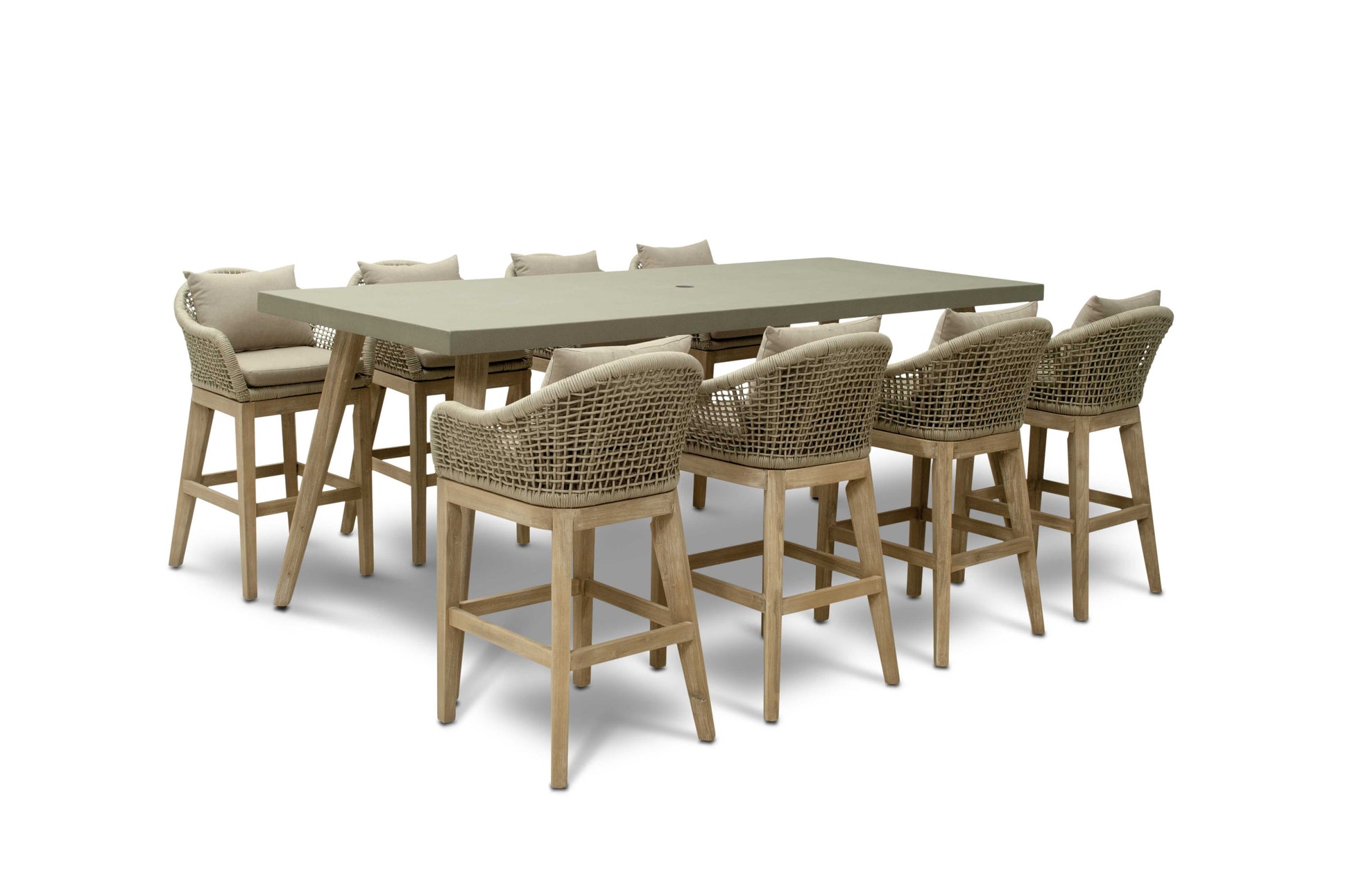 nova summer 8 seat high dining set 2 4m x 1 0m rectangular table beige product exterior view