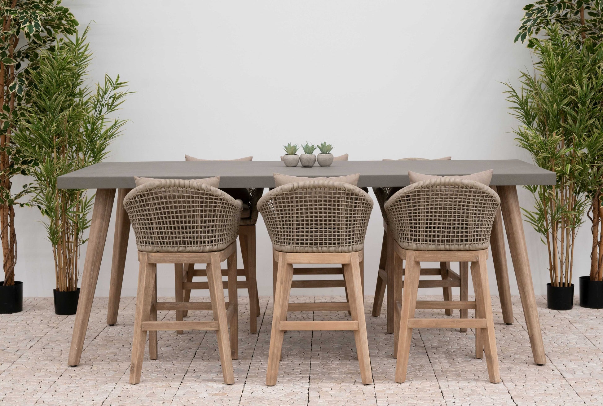 nova summer 8 seat high dining set 2 4m x 1 0m rectangular table beige product exterior view — view 3