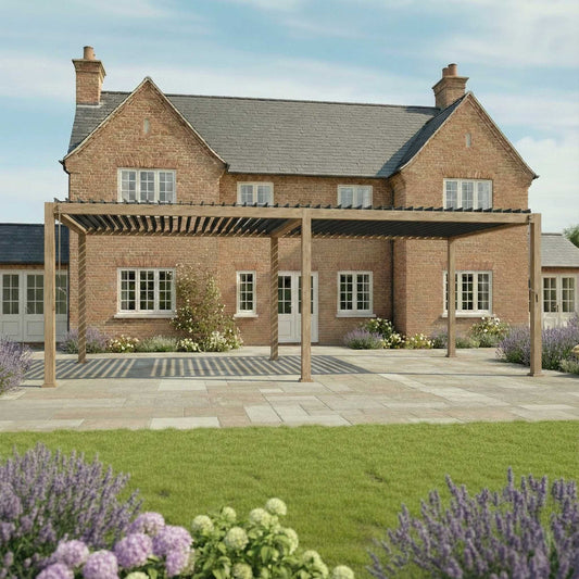 Nova Titan Aluminium Pergola - 6m x 3m Rectangular - Wood Look