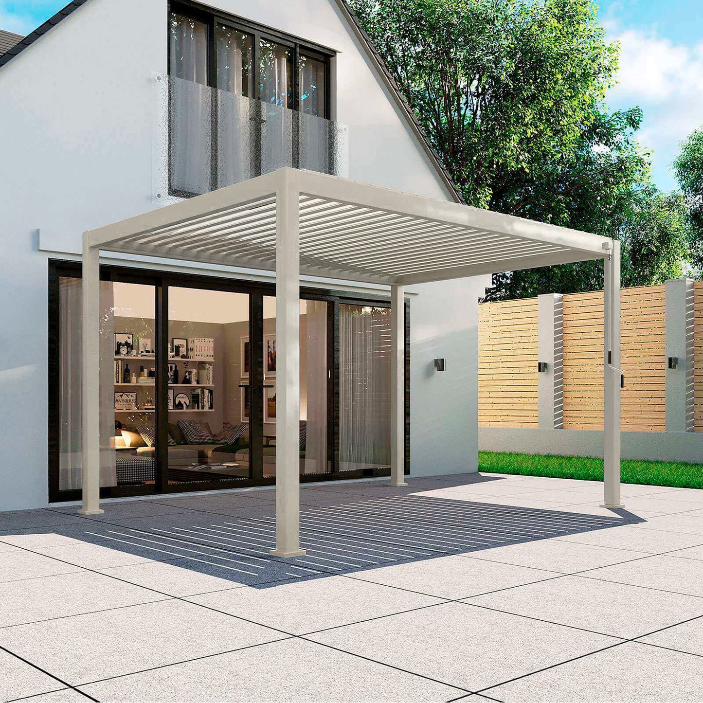 Nova Titan Aluminium Pergola - 4m x 3m Rectangular - Pebble product exterior view