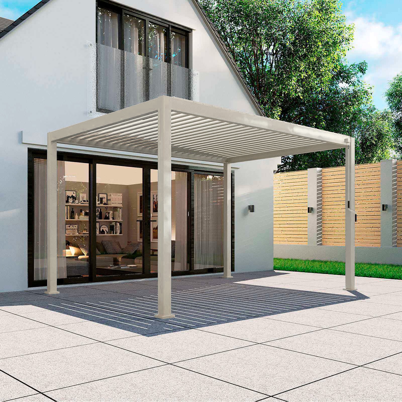 Nova Titan Aluminium Pergola - 4m x 3m Rectangular - Pebble product exterior view
