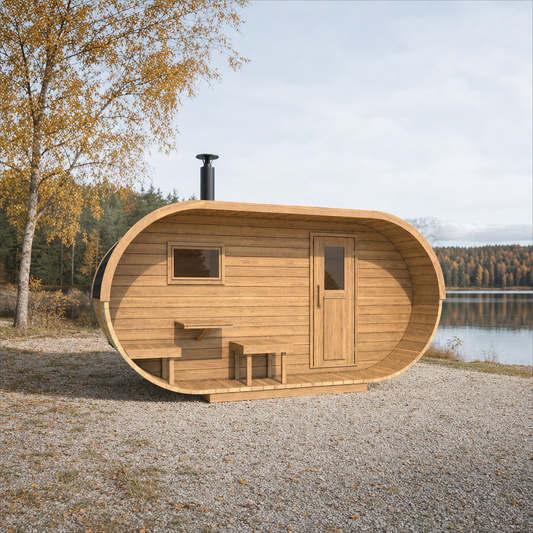 Oval Sauna Standard — Thermowood Garden Sauna, Reference Proportions — thermowood — lifestyle