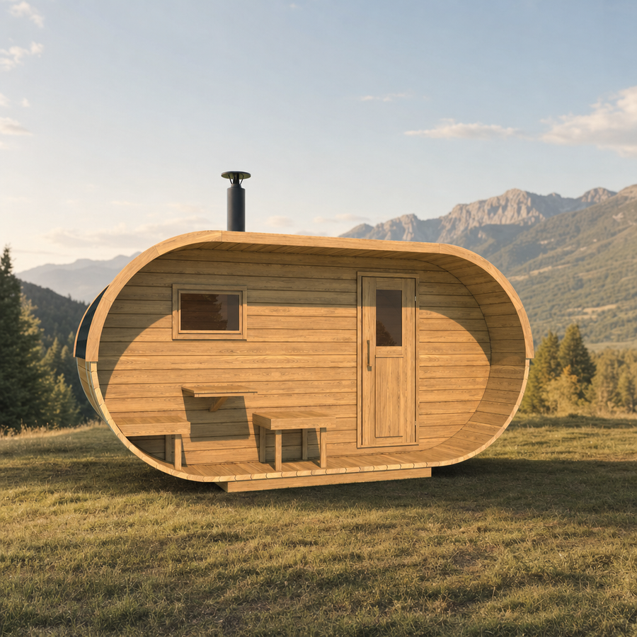 Oval Sauna Standard — Thermowood Garden Sauna, Reference Proportions — thermowood — lifestyle