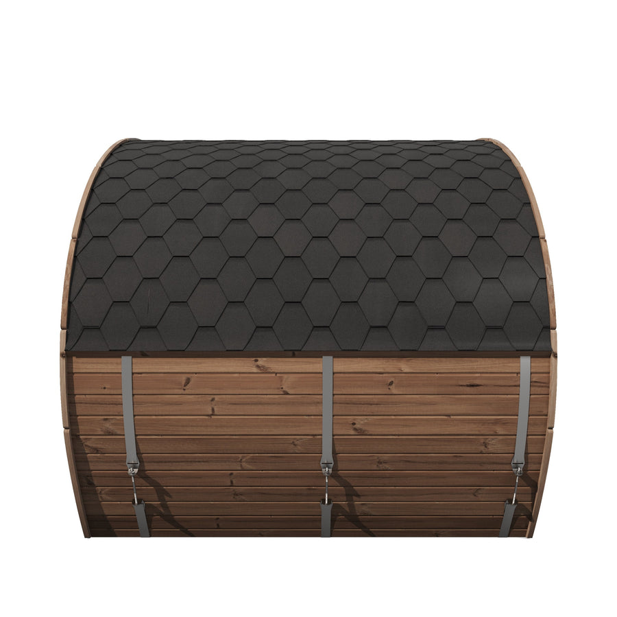 Oval Sauna Frodo 240 XL Room — Full Front Glass Thermowood, Single Room — thermowood — front view 1