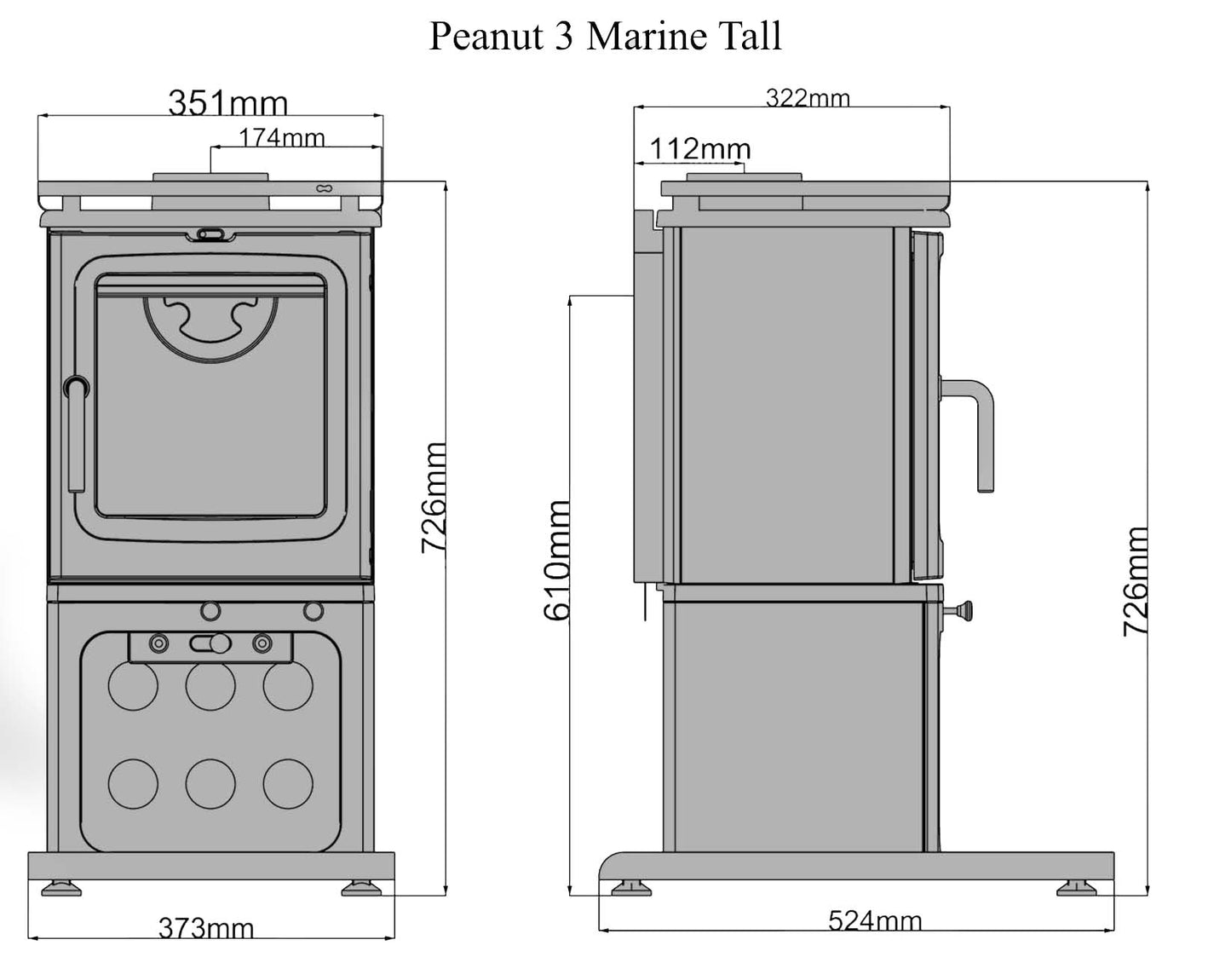 saltfire peanut 3 marine tall dimensions diagram