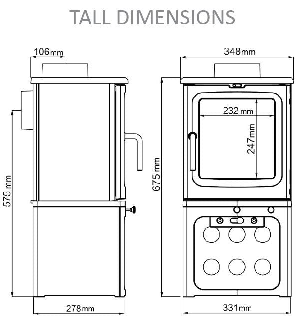 saltfire peanut 3 tall stove dimensions diagram
