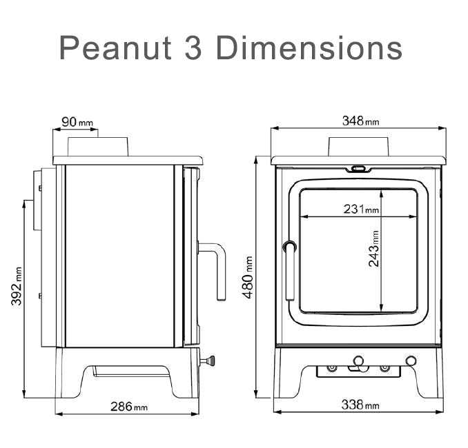 saltfire peanut 3 stove dimensions diagram